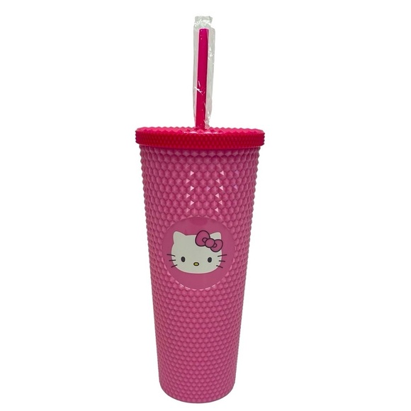 Hello Kitty Studded Tumbler Water Bottle Pink w/ Lid & Straw Tik Tok Viral - Picture 1 of 8
